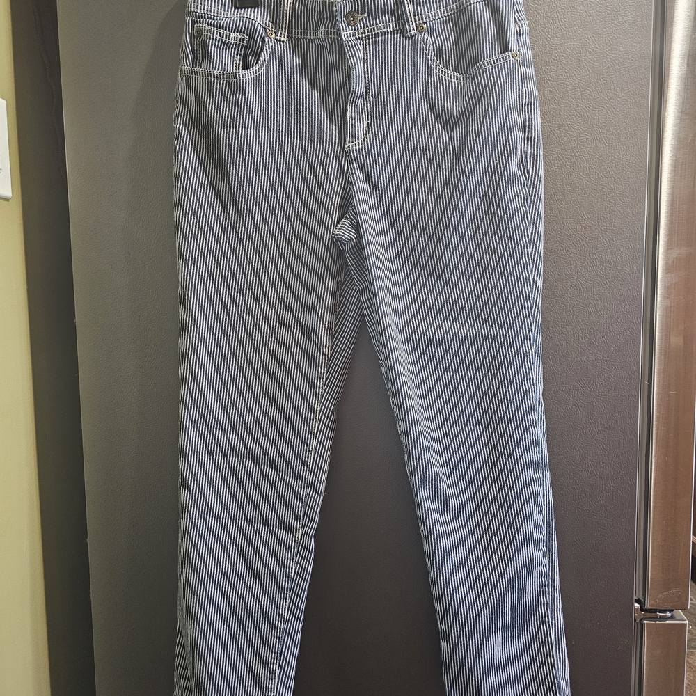 Chico's Navy and White Striped Pants